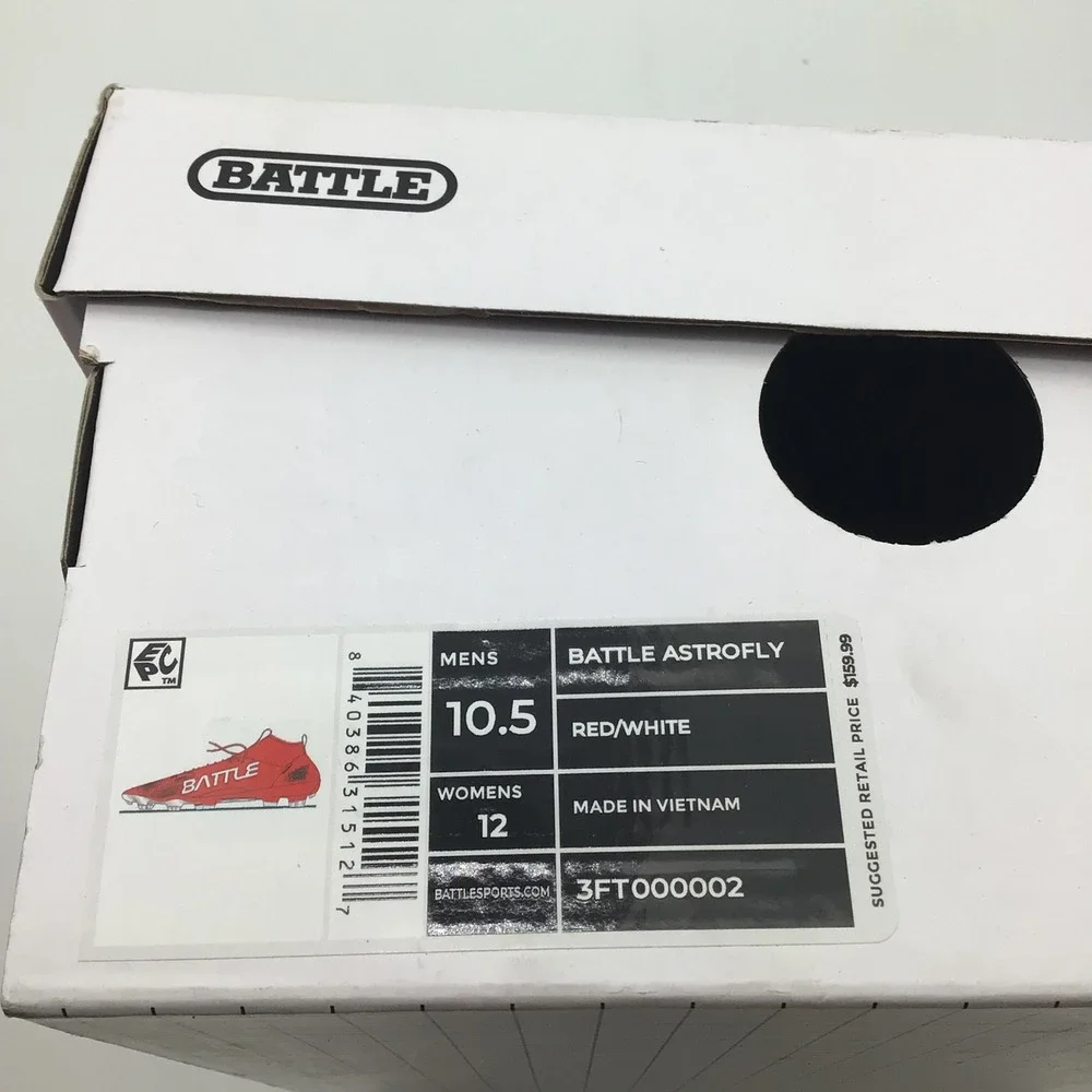 Battle Astrofly Football Cleats Mens Size 10.5 Red White Speedskin 3FT000002 NEW